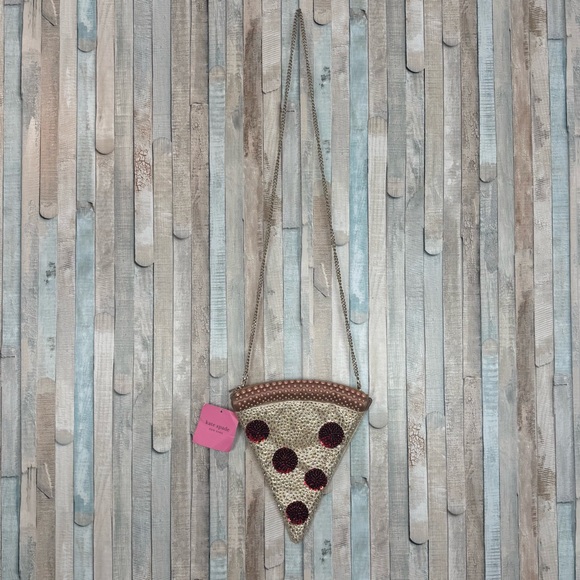 New Kate Spade Slice Pizza Crossbody 3D Purse Bag Beaded Sequined Novelty Clutch - Picture 3 of 13